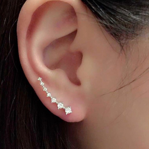 My Added Sparkle Jewelry - Silver Rhinestone Ear Climbers